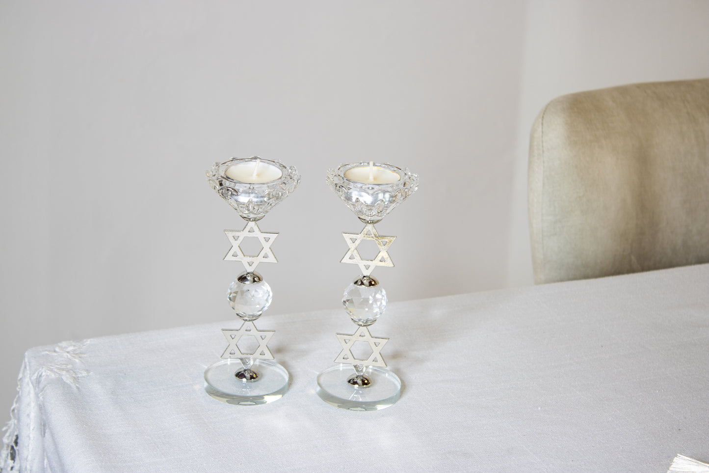 Magen David Silver Candlesticks