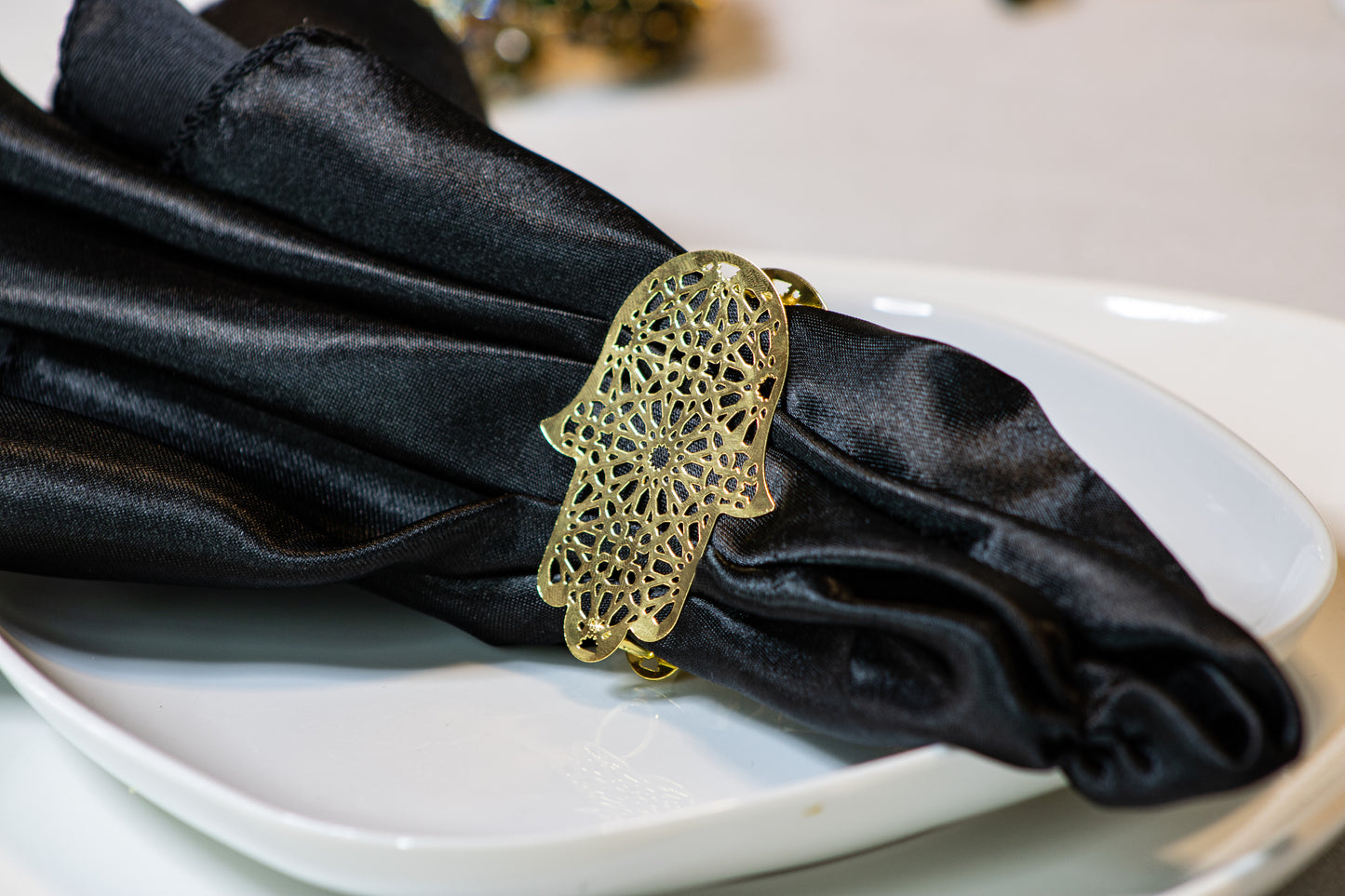 Golden Hamsa Napkin Rings (Set of 4)