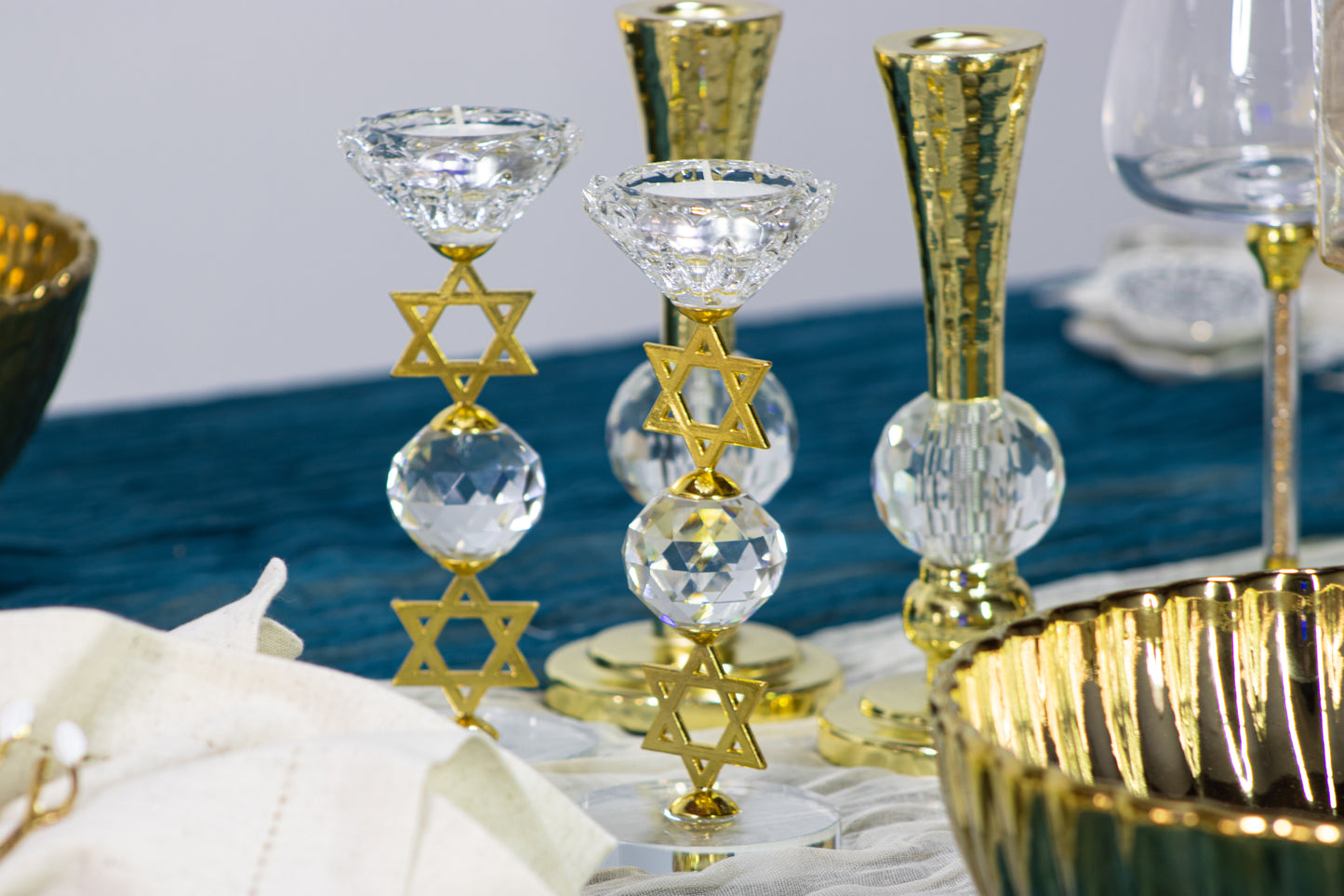 Magen David Gold Candlesticks