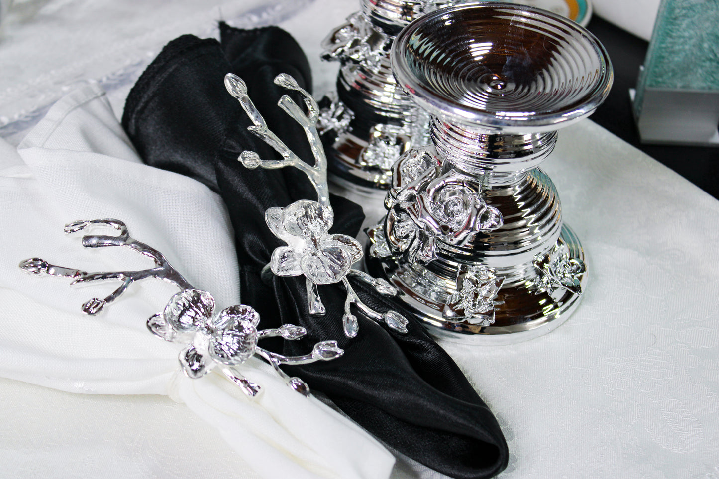 Plum Blossom Flower Branch Napkin Ring Silver
