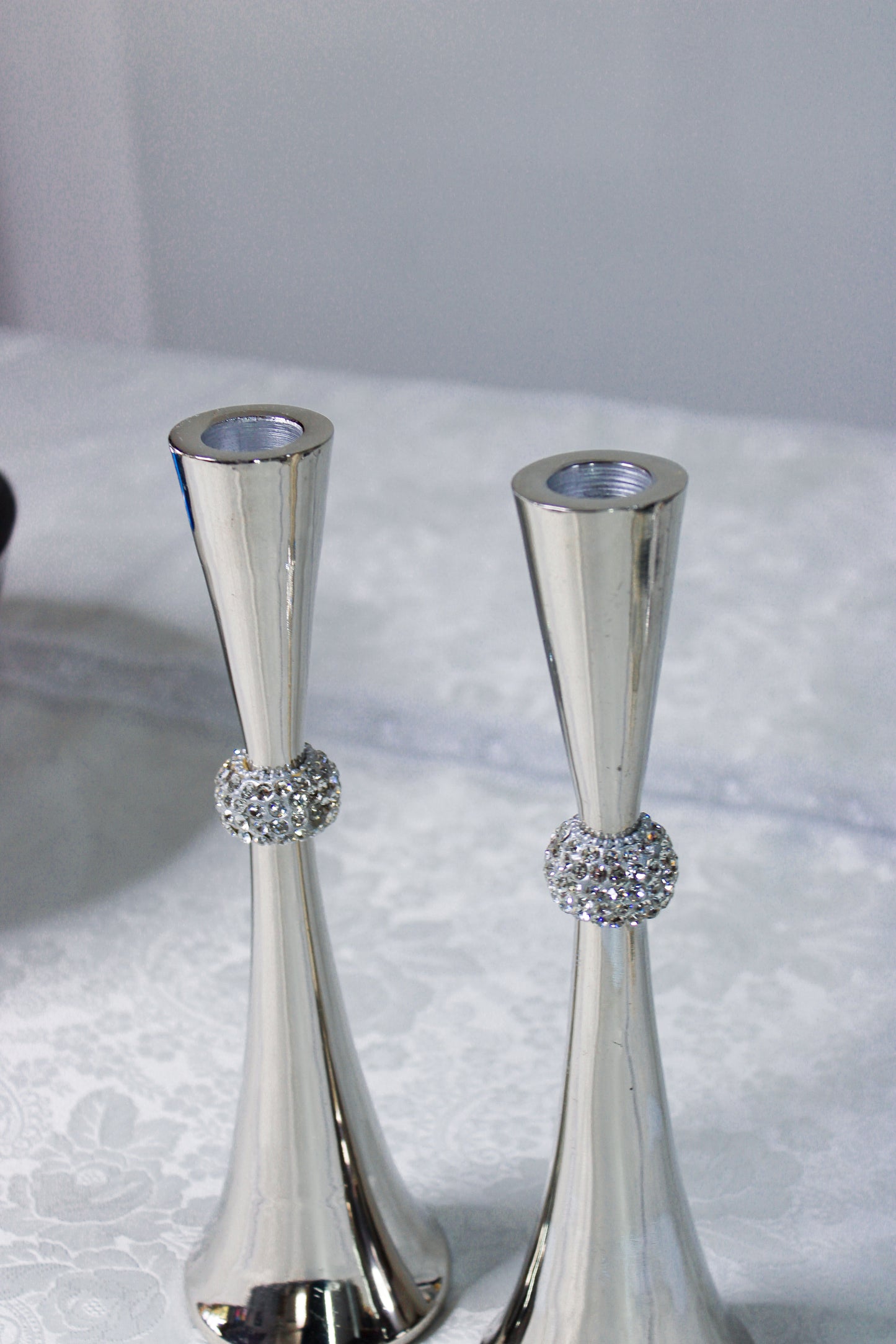 Silver Crystal Candle Holders