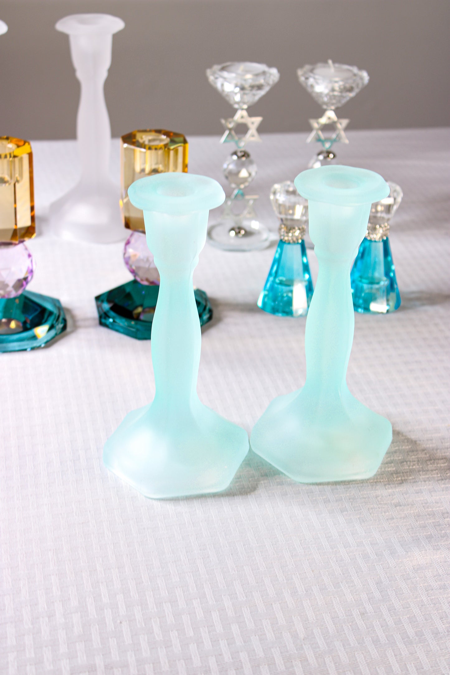 Sea Glass Shabbat Candlesticks