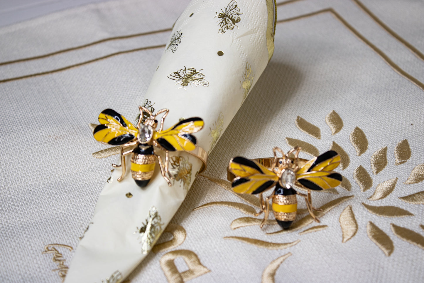 Gold Queen Bee Napkin Rings