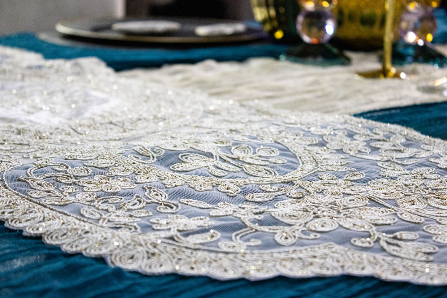 Chalilah Embroidered Lace Table Runner