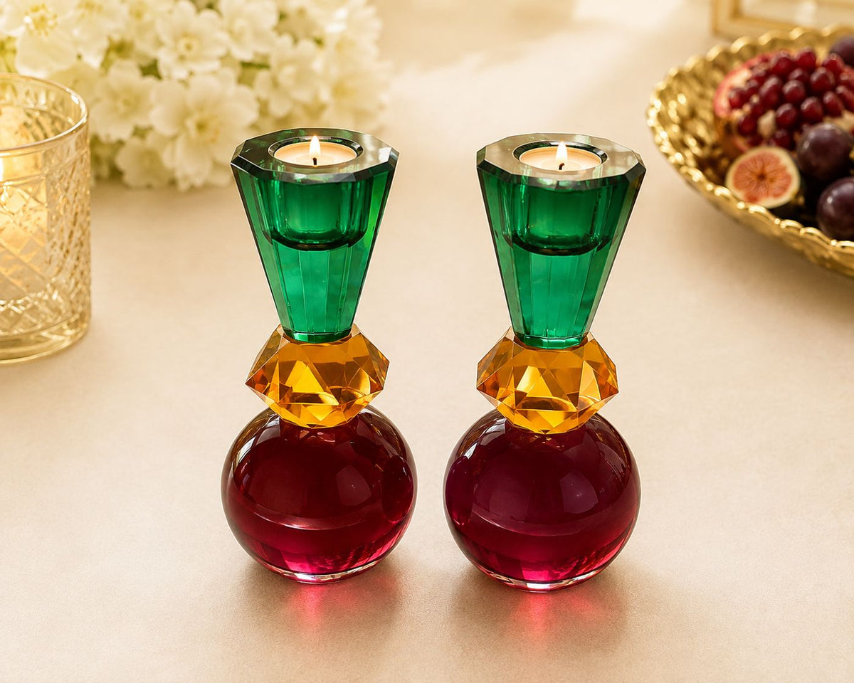 Jeweled Crystal Candlesticks – Set of 2