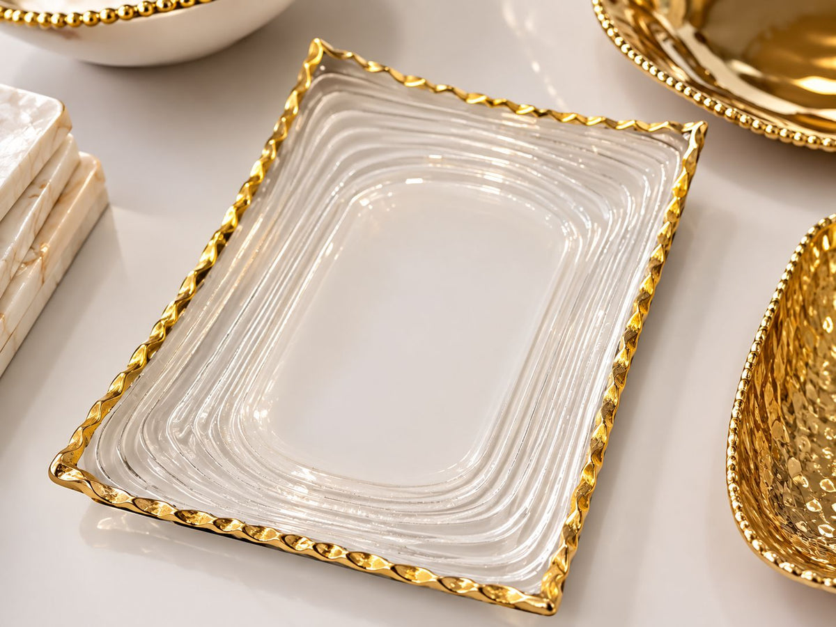 Crystal Wave Rectangular Serving Tray