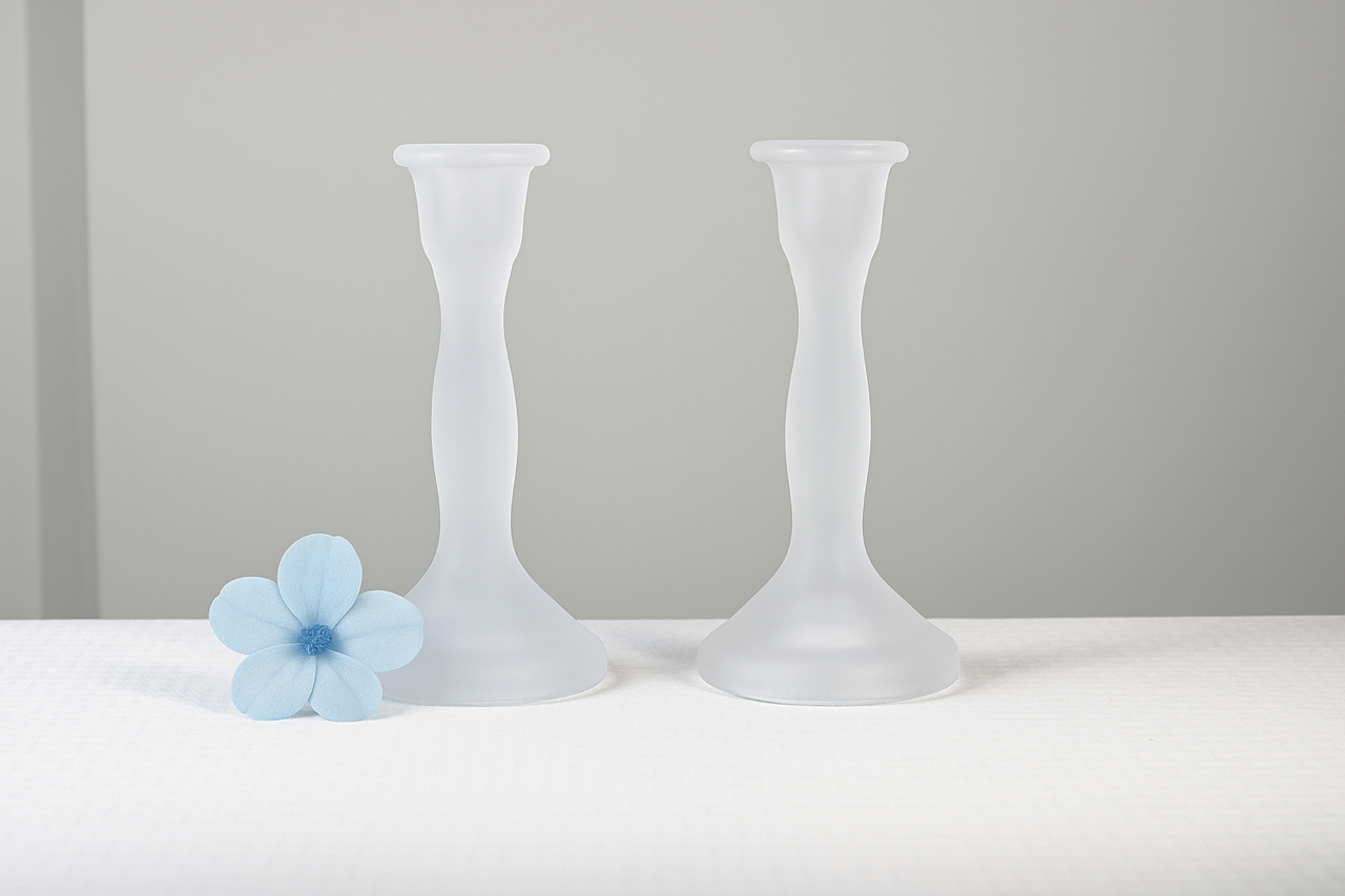 Frosted Shabbat Candlesticks