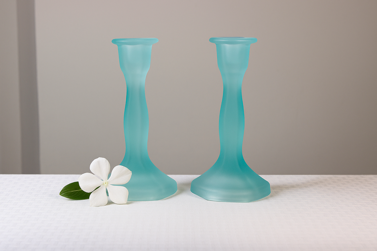 Sea Glass Shabbat Candlesticks