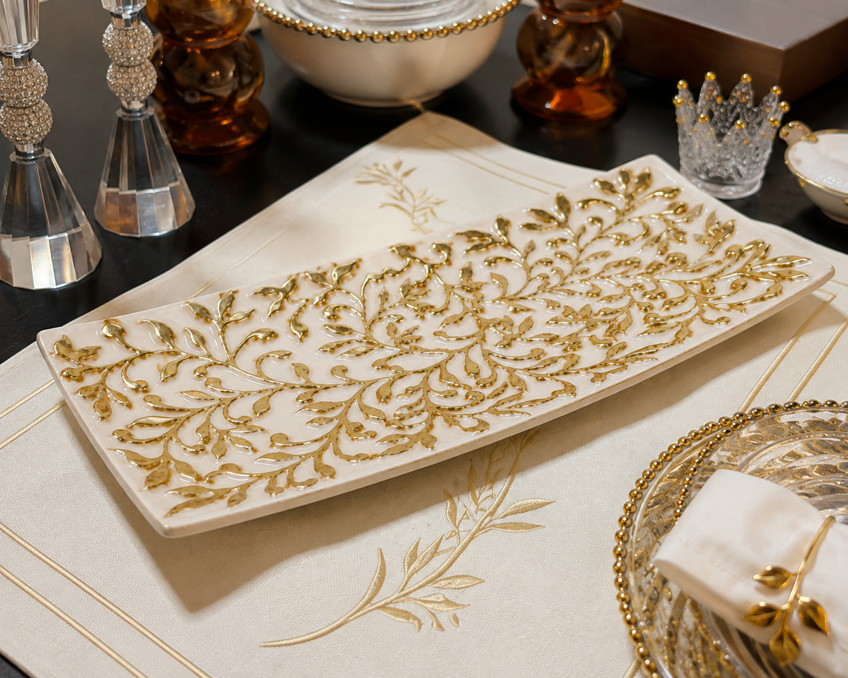 Gold Floral Serving Tray