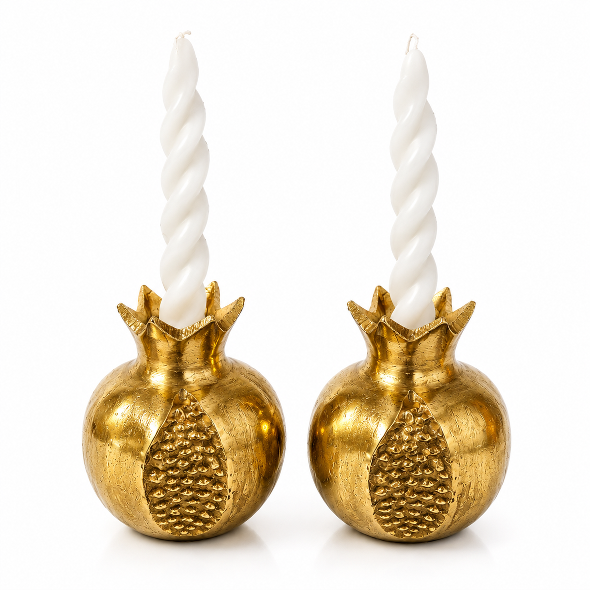 Gold Pomegranate Candlestick Set