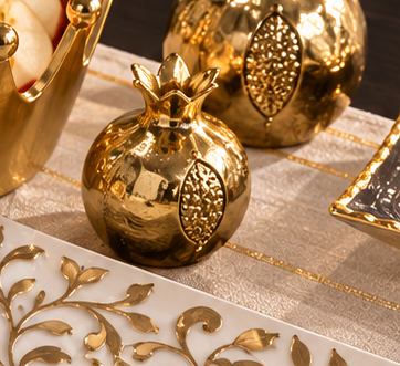 Gold Pomegranate Candlestick Set