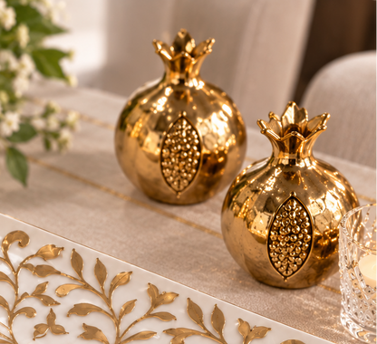 Gold Pomegranate Candlestick Set