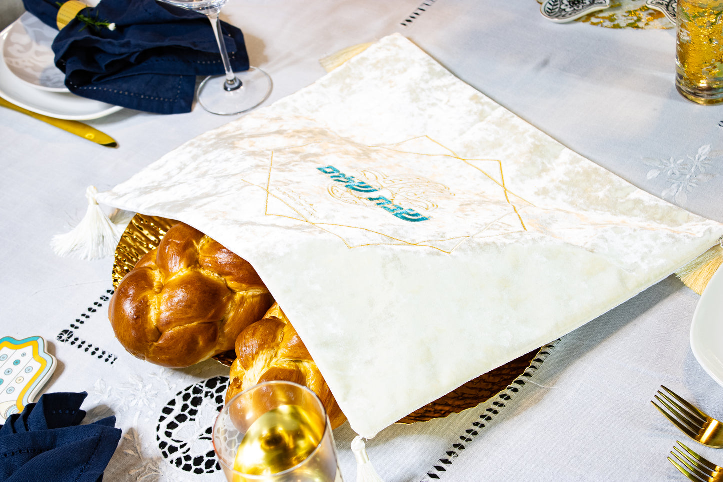 Ivory Hamsa Challah Cover/Bag