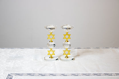 Magen David Gold Candlesticks