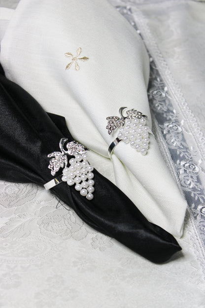 Eshkol Silver Pearl Napkin Rings (Set of 4)