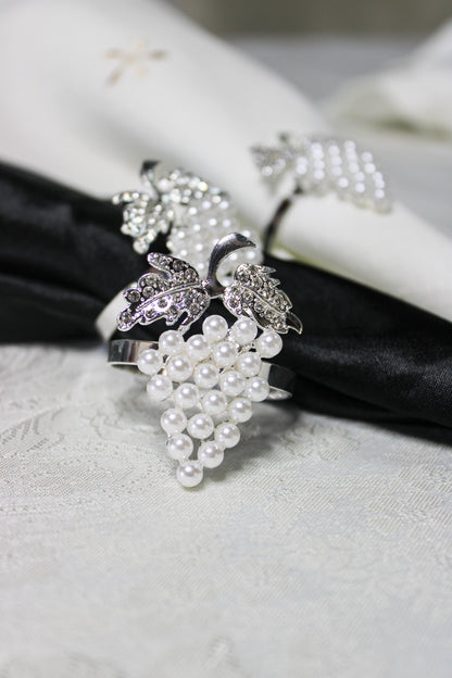 Eshkol Silver Pearl Napkin Rings (Set of 4)