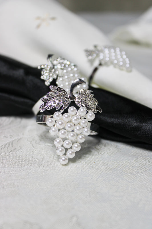 Eshkol Silver Pearl Napkin Rings (Set of 4)