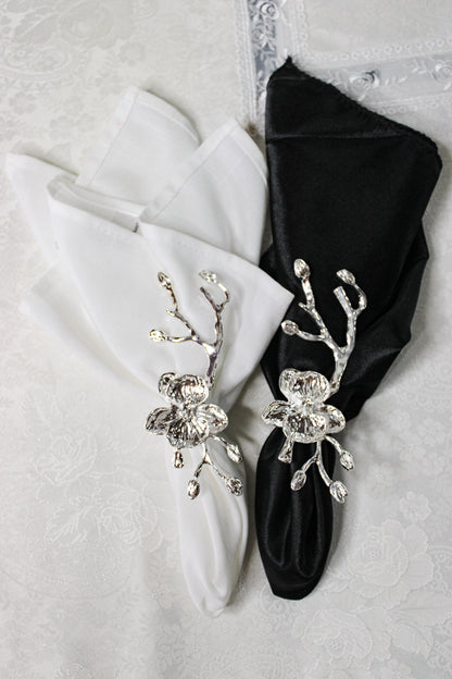 Plum Blossom Flower Branch Napkin Ring Silver