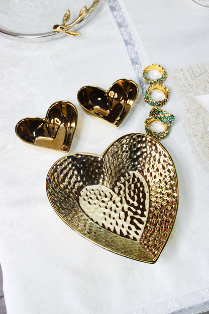 Large Hammered Heart Serving Bowl
