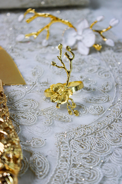 Plum Blossom Flower Branch Napkin Ring Gold