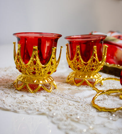 Rosh Hashanah Gold & Red Pomegranate Set