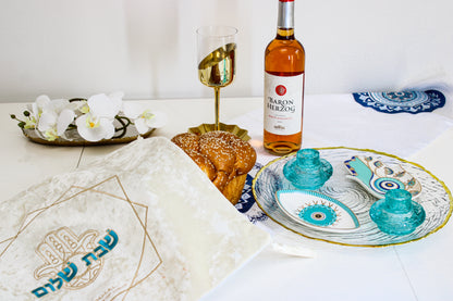 Blue and Gold Shabbat Set