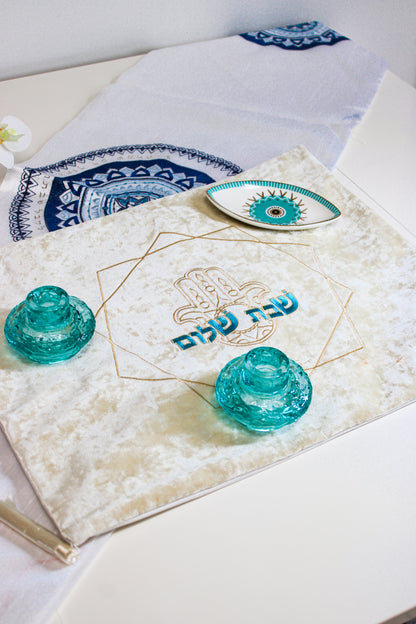 Blue and Gold Shabbat Set
