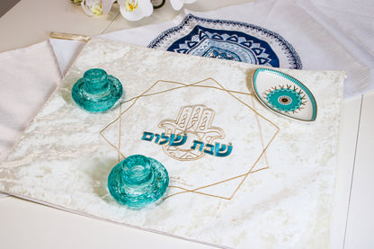 Blue and Gold Shabbat Set