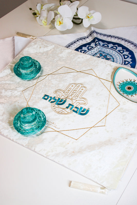 Blue and Gold Shabbat Set
