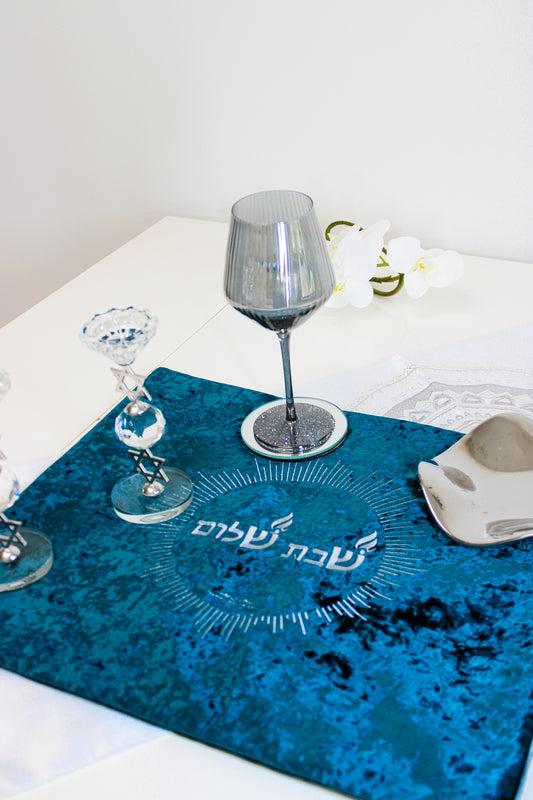 Blue and Silver Shabbat Set