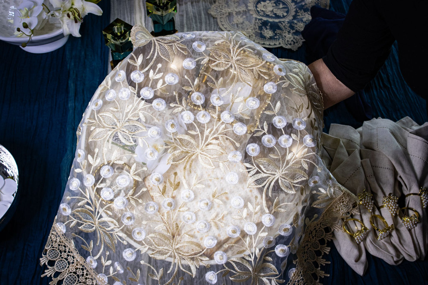 Shemesh Lace Seder Plate Cover