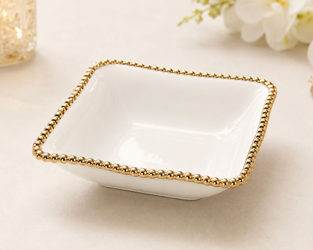 Golden Pearl Square Serving Bowl