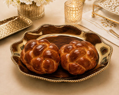 Gold Round Scalloped Serving Platter
