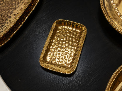 Golden Hammered Rectangular Trays