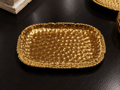 Golden Hammered Rectangular Trays