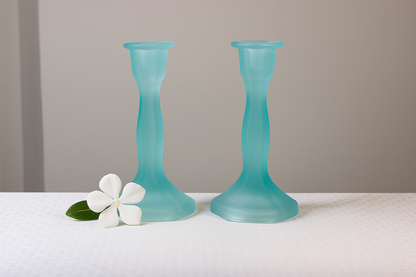 Sea Glass Shabbat Candlesticks