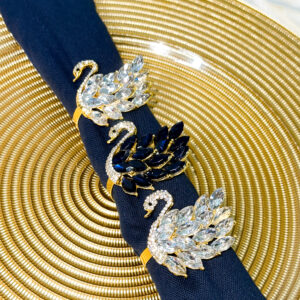 Diamond Gold Swan Napkin Rings (Set of 4)