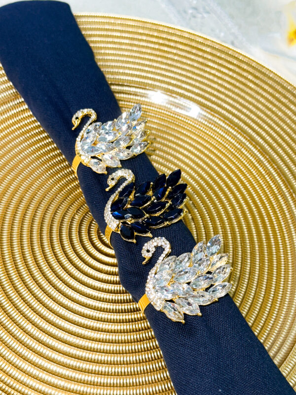 Diamond Gold Swan Napkin Rings (Set of 4)
