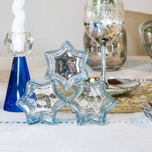 Blue Star of David Candle Holders