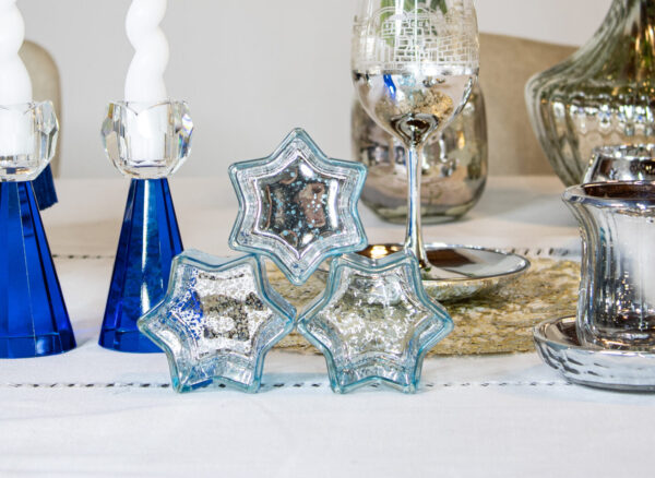 Blue Star of David Candle Holders