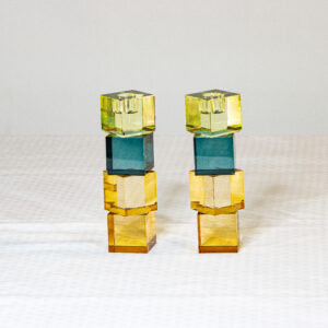 Gemstone Stacked Crystal Candlesticks