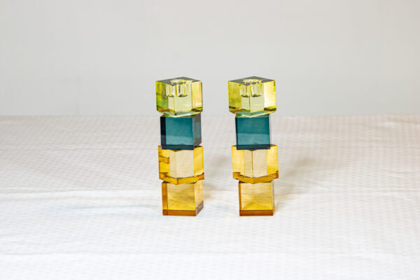 Gemstone Stacked Crystal Candlesticks