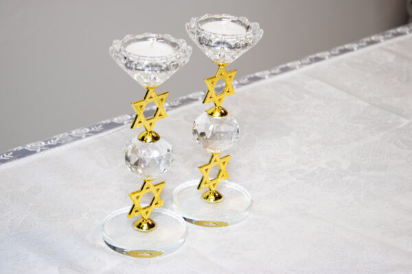 Magen David Gold Candlesticks - Image 3