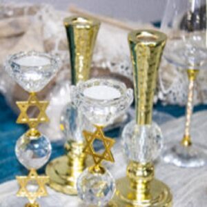 Magen David Gold Candlesticks