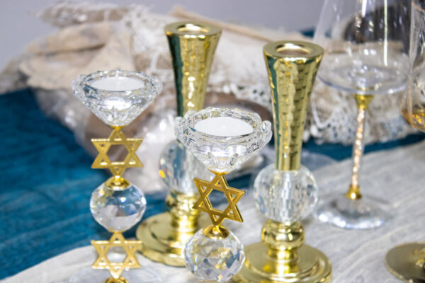 Magen David Gold Candlesticks - Image 2