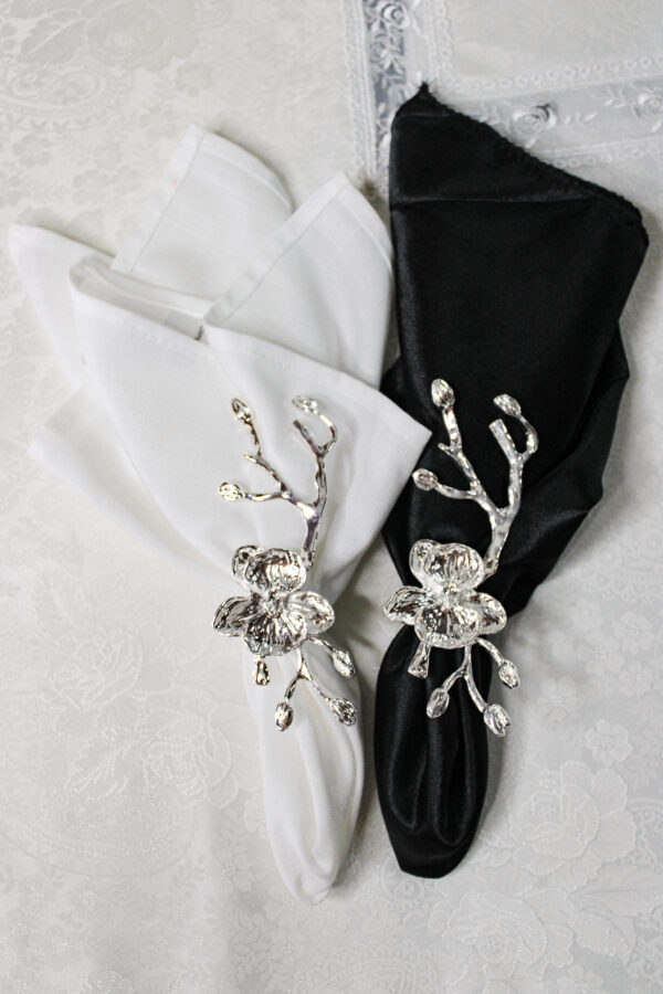 Plum Blossom Flower Branch Napkin Ring Silver S (set of 4) - Image 2