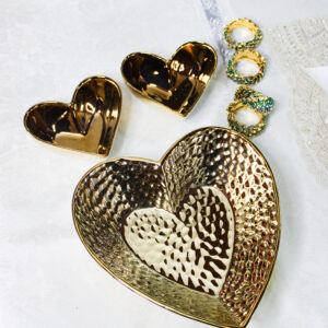 Large Hammered Heart Serving Bowl