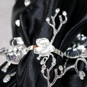 Plum Blossom Flower Branch Napkin Ring Silver S (set of 4)