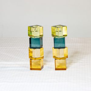 Mikhal, candles, candle sticks, crystal, table decor, shabbat