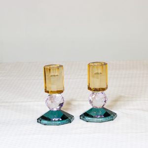 Mikhal, candles, candle sticks, crystal, table decor, shabbat